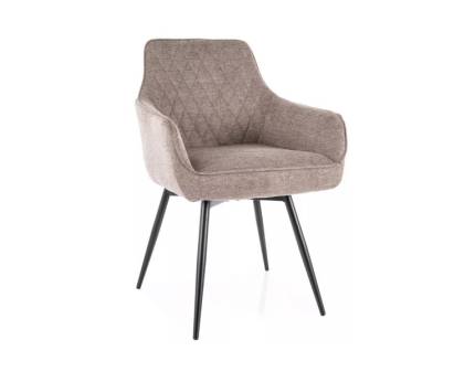  Scaun tapitat SERVIO BREGO rotativ, material textil cappuccino 55x58xH88cm, picioare negre