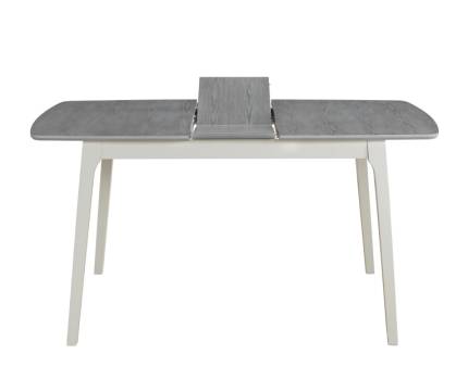 Masa extensibila RIMINI din MDF cu furnir natural gri, lemn masiv alb 120-155x80xH75cm
