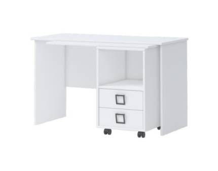 Birou cu corp suplimentar cu 2 sertare 125x60xH76cm KIKI WHITE