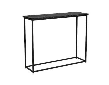 Consola ROSSI C din PAL cu efect de marmura neagra 100x30xH80cm, metal negru