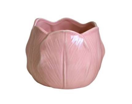 Ghiveci Mare din ceramica in forma de floare roz