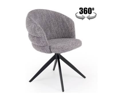 Scaun tapitat K604 rotativ, material textil grey 65x62xH85cm, picioare negre