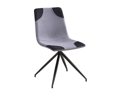 Scaun tapitat LARS material textil grey + black 46x43xH85cm, picioare negre