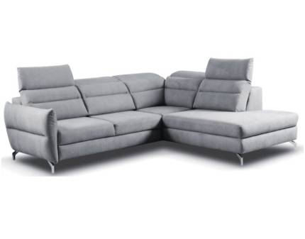 Coltar extensibil MONTALE cu lada pentru depozitare, tetiere reglabile, gri/ cappuccino 261x229cm