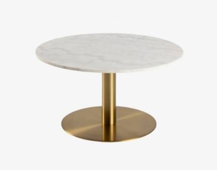 Masuta CERETO din PAL Egger cu efect de marmura alba, metal auriu 80x80xH45cm