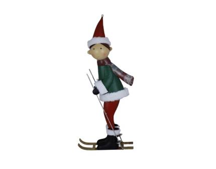 Figurina baiat pe schiuri din metal