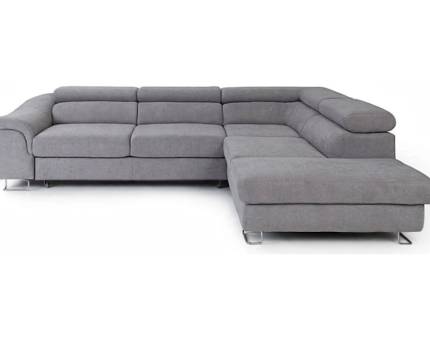 Coltar extensibil LAVOS L cu lada pentru depozitare, tetiere reglabile, personalizabil 272x219cm