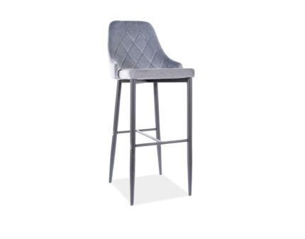 Scaun tapitat pentru bar TRIX B VELVET H-1 catifea gri 46x56xH109cm, picioare negre