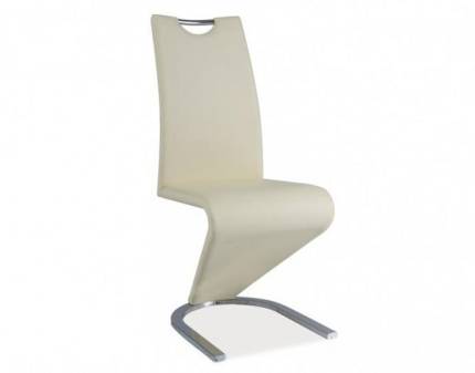 Set 6 scaune tapitate H-090 CHROM ecopiele cream 43x45xH102cm, picioare crom