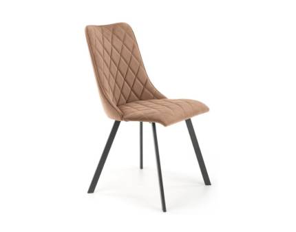 Scaun tapitat K450 catifea beige 47x58xH85cm, picioare negre