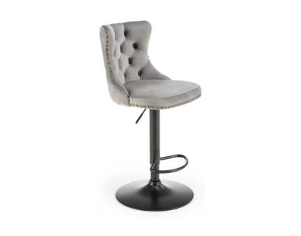 Scaun tapitat pentru bar H117 elegant, reglabil pe inaltime, catifea grey 46x52xH96-118cm, picior negru