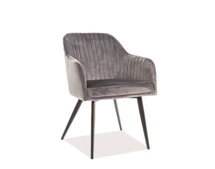 Set 4 scaune tapitate ELINA VELVET catifea grey 48x47xH82cm, picioare negre