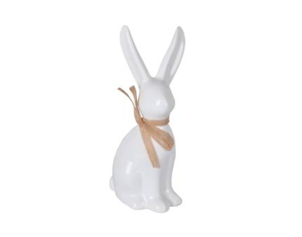 Decoratiune iepuras alb 7x10x20cm