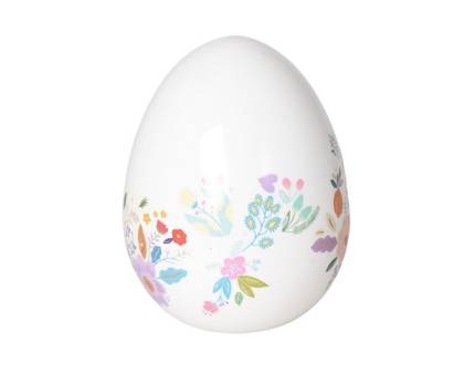 Ou mare alb cu desen floral din ceramica 