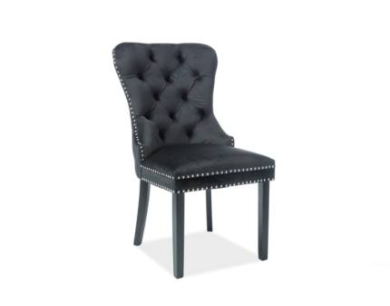 Set 4 scaune tapitate AUGUST VELVET elegante, catifea black 56x65xH98cm, picioare negre