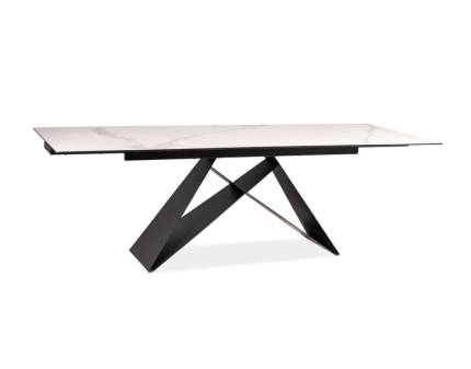 Masa extensibila WESTIN III CERAMIC din ceramica cu efect de marmura alba, metal negru 160-240x90xH76cm