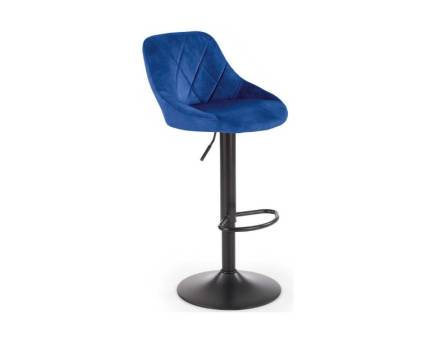 Scaun tapitat pentru bar H101 reglabil pe inaltime, catifea blue 47x45xH84-106cm, picior negru