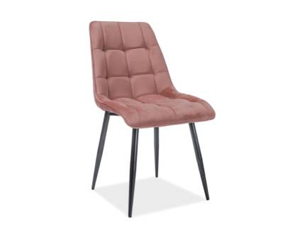 Scaun tapitat CHIC MATT VELVET catifea mata somon pink 50x58xH88cm, picioare negre