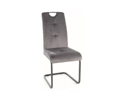 Scaun tapitat AXO VELVET catifea grey 43x47xH101cm, picioare crom