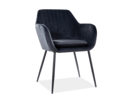Scaun tapitat WENUS VELVET catifea black 57x58xH82cm, picioare negre
