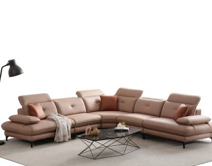 Coltar modular cu 2 sezuturi rotative TORINO RELAX cu tetiere reglabile, cotiere reglabile, spatar reglabil, adaptor USB, suport tip masuta personalizabil 315x315cm