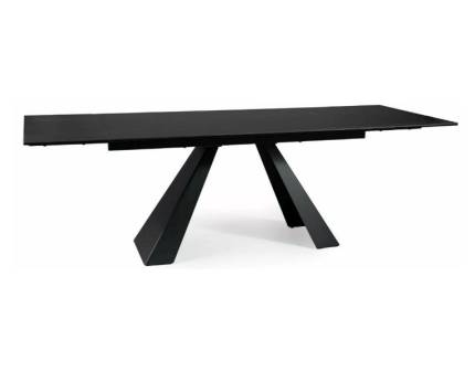 Masa extensibila SALVADORE CERAMIC SAHARA NOIR din ceramica cu efect de marmura italiana, metal negru 160-240x90xH77cm