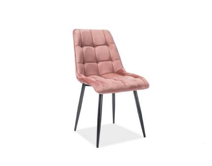 Scaun tapitat CHIC VELVET catifea somon pink 50x58xH88cm, picioare negre