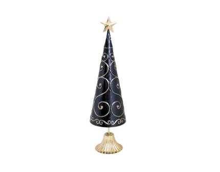 Brad de Craciun Mare din metal negru/ auriu  