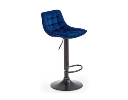 Scaun tapitat pentru bar H95 reglabil pe inaltime, catifea blue 43x35xH84-106cm, picior negru