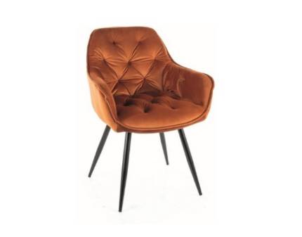 Scaun tapitat CHERRY VELVET catifea cinnamon 57x58xH87cm, picioare negre