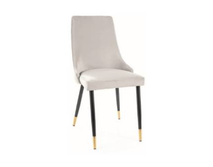 Scaun tapitat PIANO VELVET catifea light grey 47x59xH93cm, picioare negre cu auriu